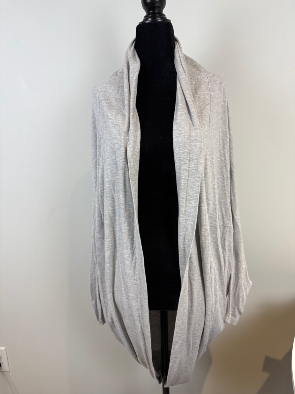 Babaton Light Gray Draped Open-Front Cardigan